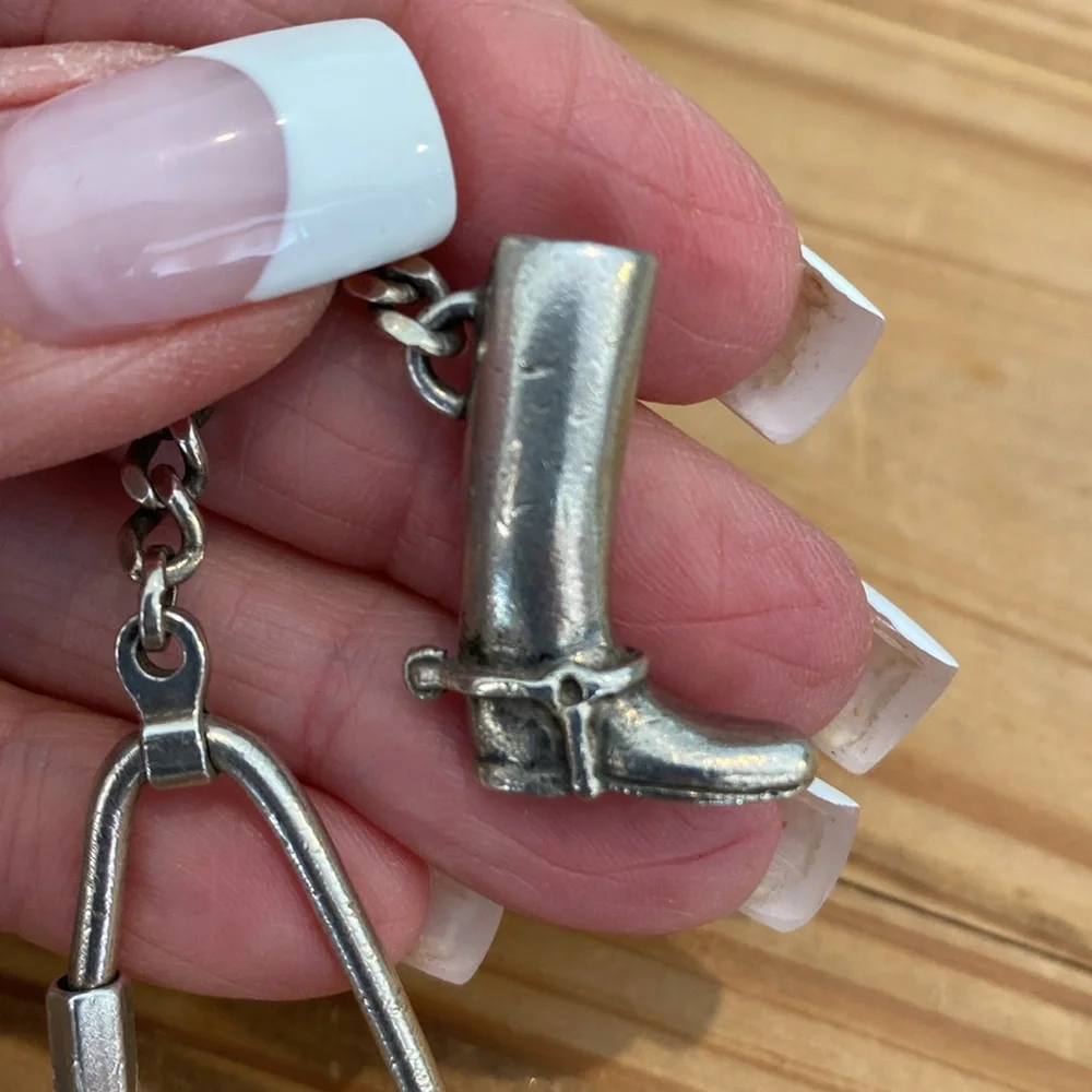🎉 VINTAGE STERLING SILVER BOOT KEYCHAIN‼️ - Picture 2 of 10